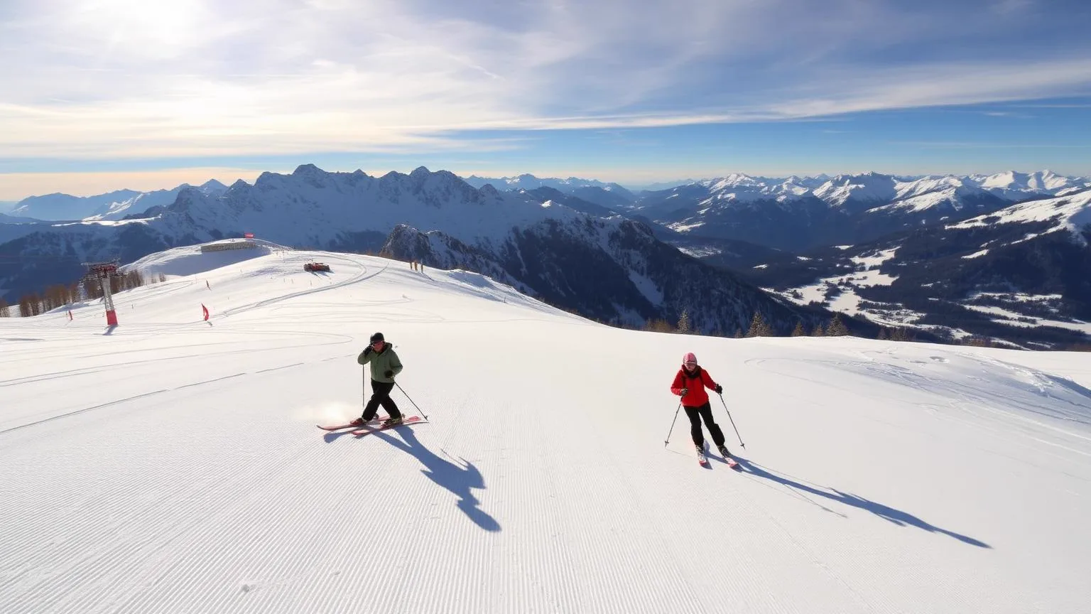 skiërs op de top van de berg