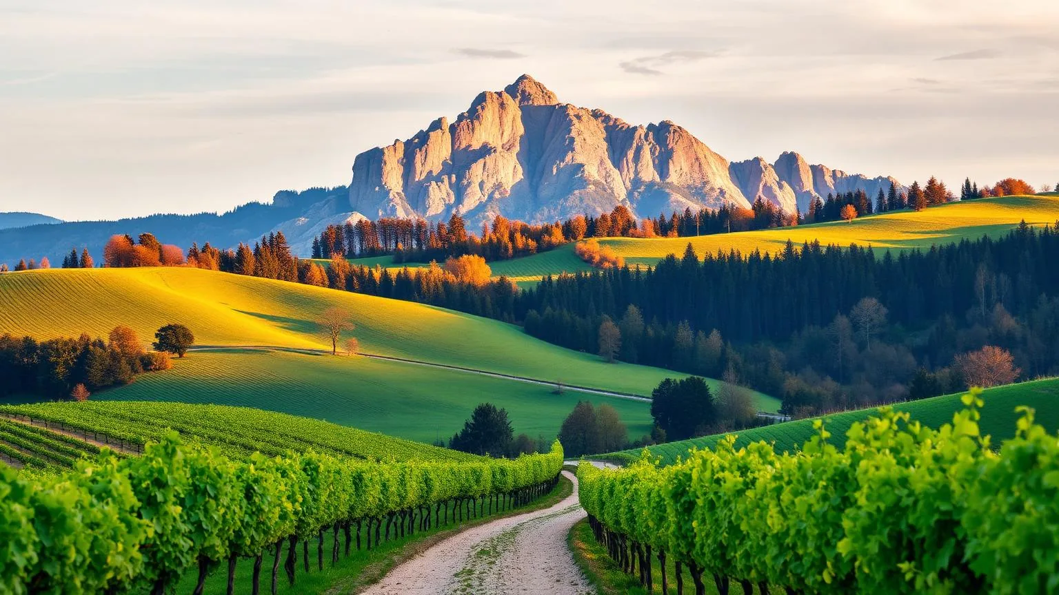 Groene heuvels en wijngaarden in Steiermark