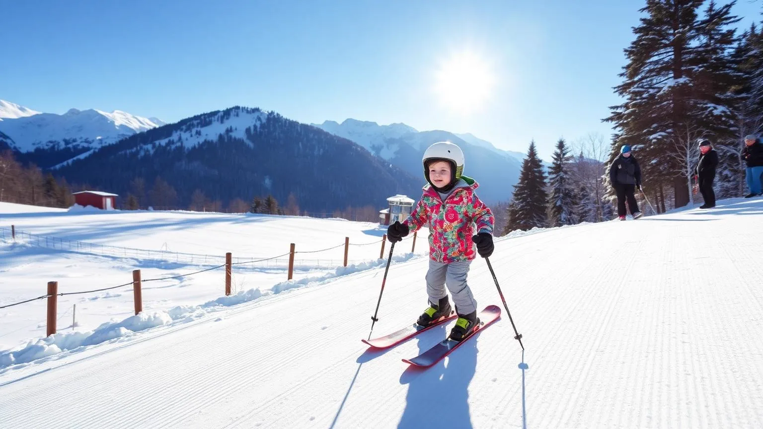 kindje aan het skiën