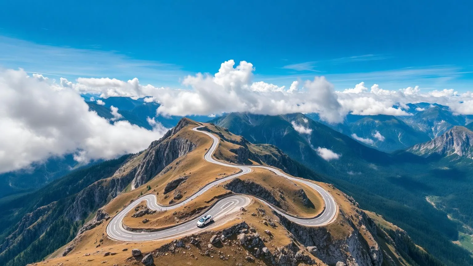 Kronkelende bergweg door de Oostenrijkse Alpen