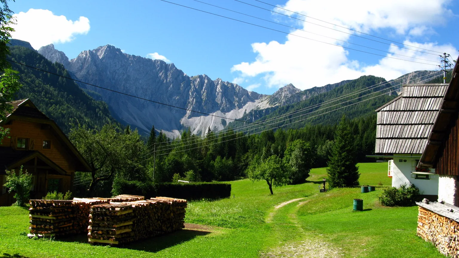 Zomers alpenlandschap met groene weiden en wandelpaden