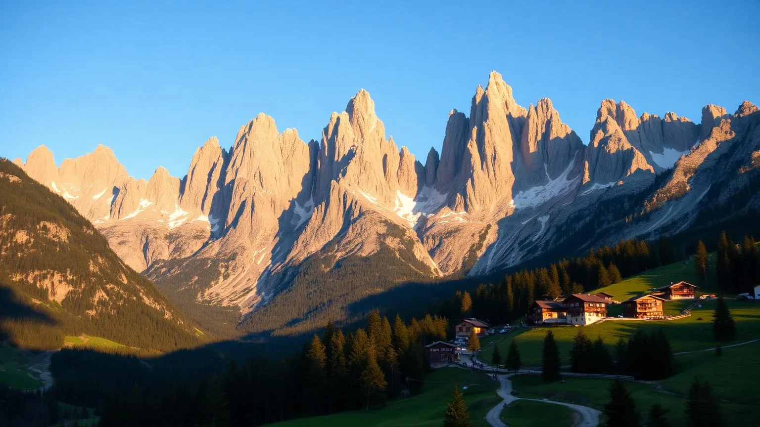 Groene bergweiden en een authentiek Tiroler bergdorp met besneeuwde Alpentoppen