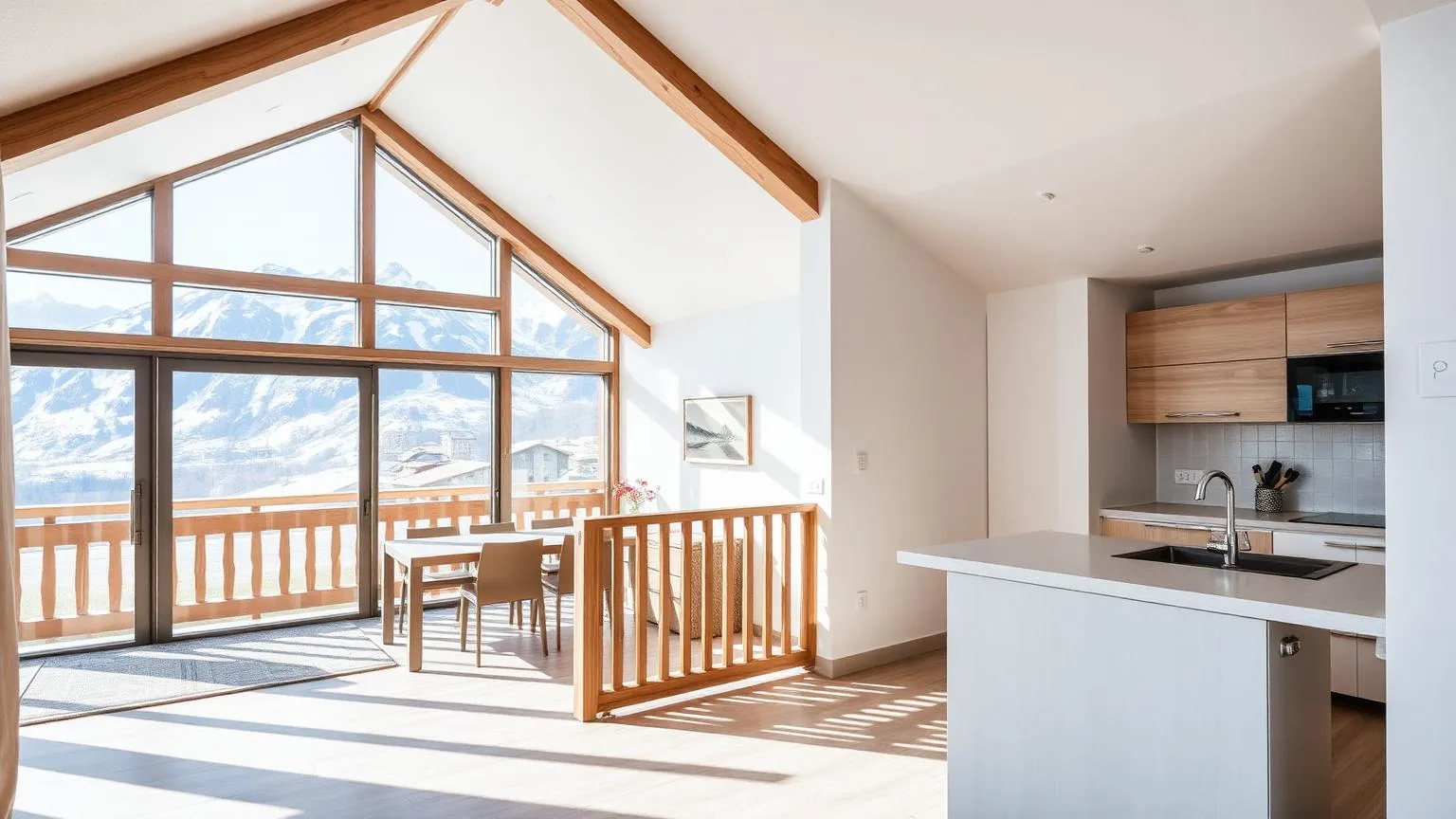 Modern vakantieappartement met balkon en bergzicht